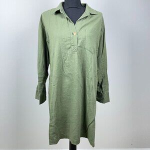 Old Navy Shift Women's Olive Linen Dress Medium